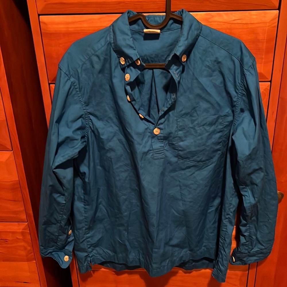 RTH Royal blue popover button neck shirt, size 0, EUC